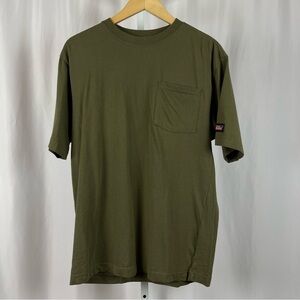 Dickies Medium Olive Green Pocket Tee Solid Shirt Earth Tone